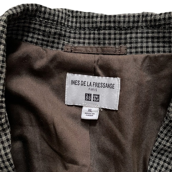 ***SOLD*** Ines De La Fressange Paris x Uniqlo | Linen Cotton Checkered  Blazer - Picture 4 of 13